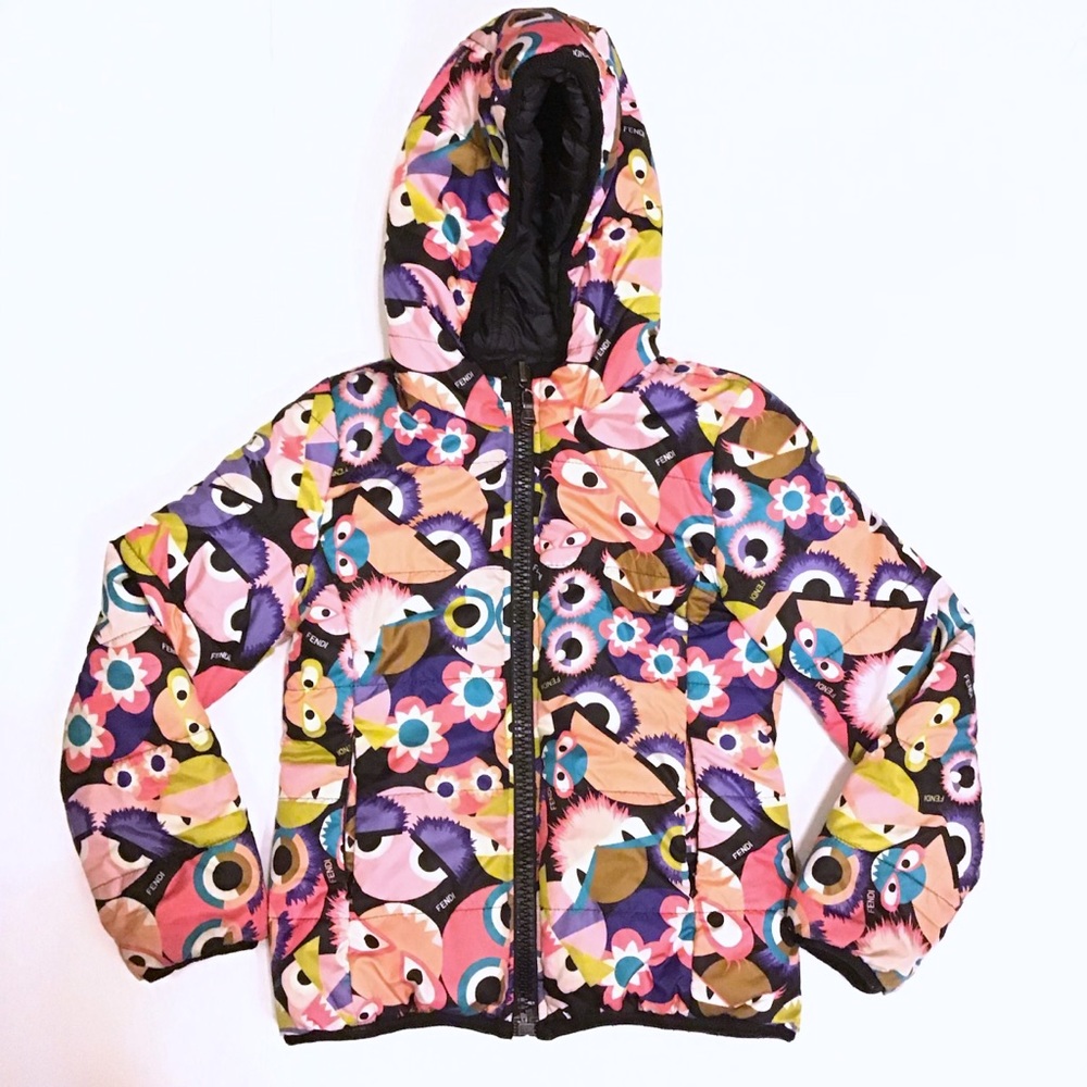 Girls Fendi Reversible Puffer Coat